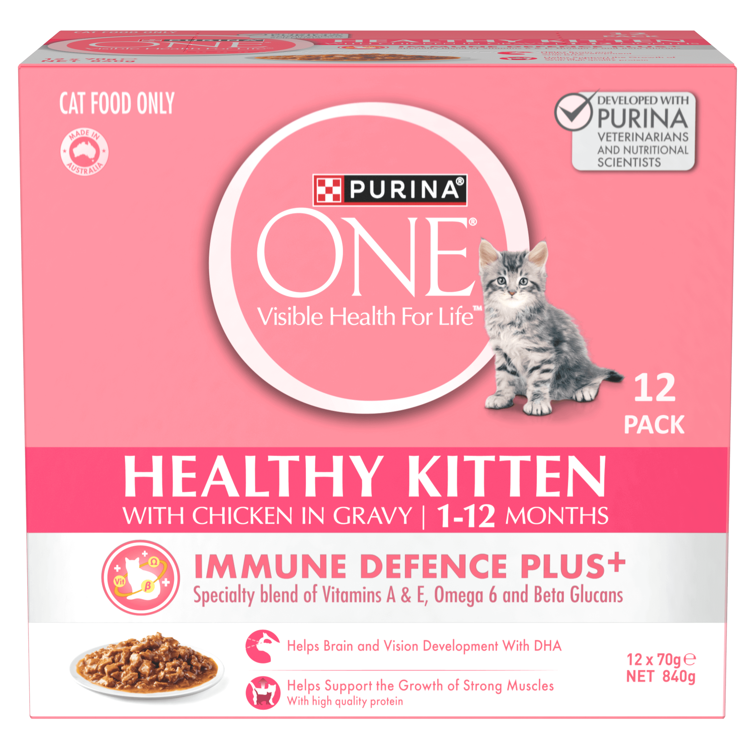 PURINA ONE Kitten with Succulent Chicken in Gravy Wet Cat Food 12